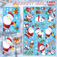 168 Pcs Christmas Window Decorations – Merry Clings for Red