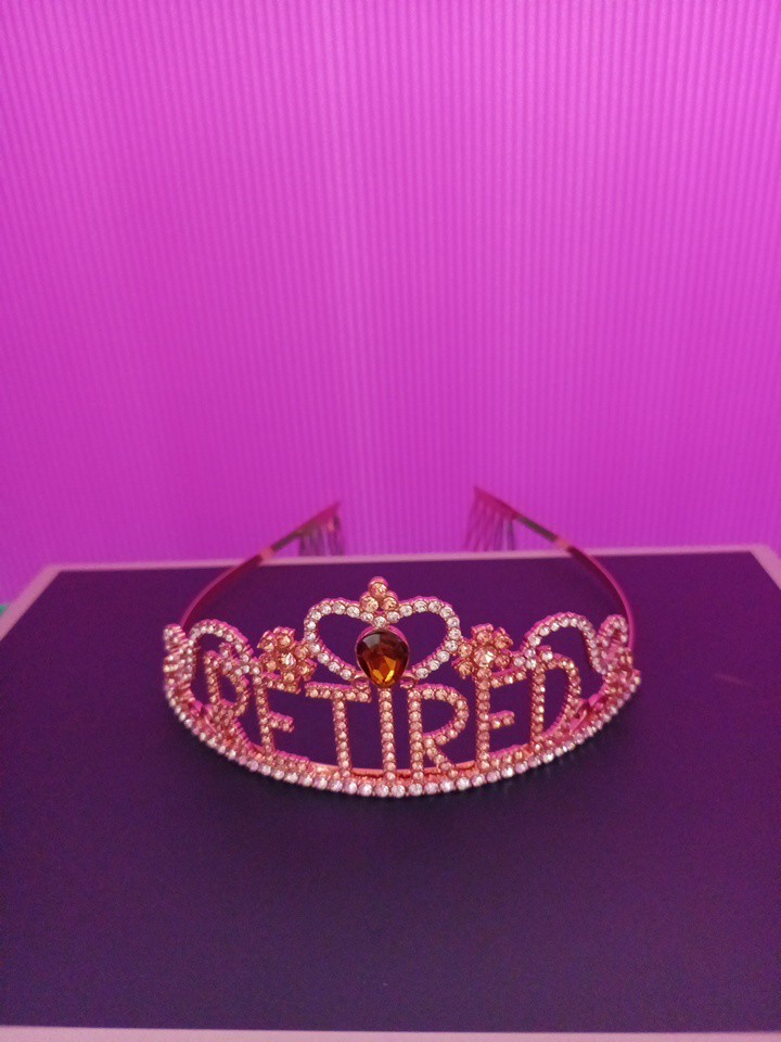Copper Gold “Retired” Rhinestone Tiara & “I’m Retired!” Sash New