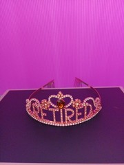 Copper Gold “Retired” Rhinestone Tiara & “I’m Retired!” Sash New