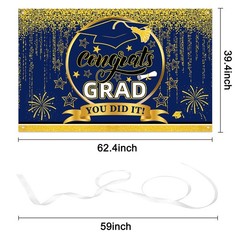 Class of 2025 Graduation Banner – Blue & Gold One Size, and