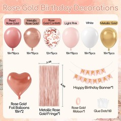 Rose Gold Decorations with Metallic Pearl Rose Gold Confetti Light Pink White…