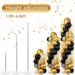 Zoiiwa 2 Sets Balloon Column Stand Kit 100 Balloons Summer Adjustable Balloon