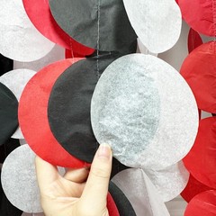 192Ft Red Black White Party Decorations Big Circle Dots Backdrop Streamer Gar…