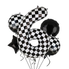 40 Inch Checkered Number Balloon 6 Black and White Race Car Birthday Balloons…