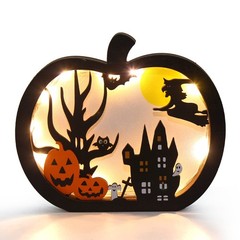 Halloween Wooden Table Sign,Light Up Pumpkin Table Centerpiece Topper for Hal…