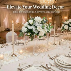 2 PCS 10 Inch Acrylic Crystal Wedding Centerpiece Clear Flower Stand Column