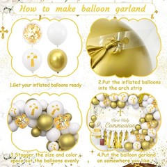First Holy Communion Decorations 121Pcs – 1.8×1.1m Backdrop & Balloon Set