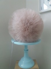 5 of  hand made large pretty tulle pom poms (light gray)