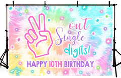 7X5Ft Out Single Digits Backdrop Happy 10Th Birthday Party Decorations Supplies