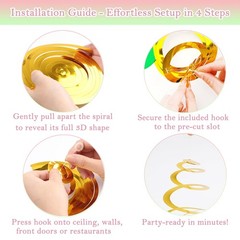 30 PCS Pink Hanging Swirls Decorations Party Streamers Ceiling Decor Pot