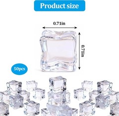 Fake Ice Cubes,50 pcs 0.7″ Realistic Clear Plastic Fake Ice,Acrylic Decorative