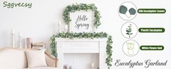 8 Pack Artificial Eucalyptus Garland Eucalyptus Leaves Vines Greenery Garland
