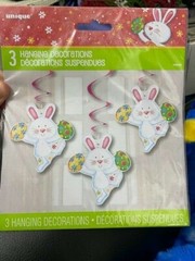 Easter Bunny Hanging Swirl Decorations Pack Of 3 One Size New!!!
