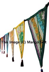 Multicolor Indian Garland Decoration Cotton Bunting 8 Flags Tea Party Banners