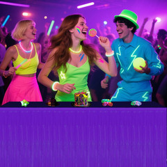 6Pack Neon Tinsel Fringe Table Skirts, 31.5″X118″ for Parties and Events