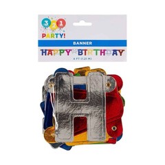 321 Party! Metallic Happy Birthday 4′ Banner