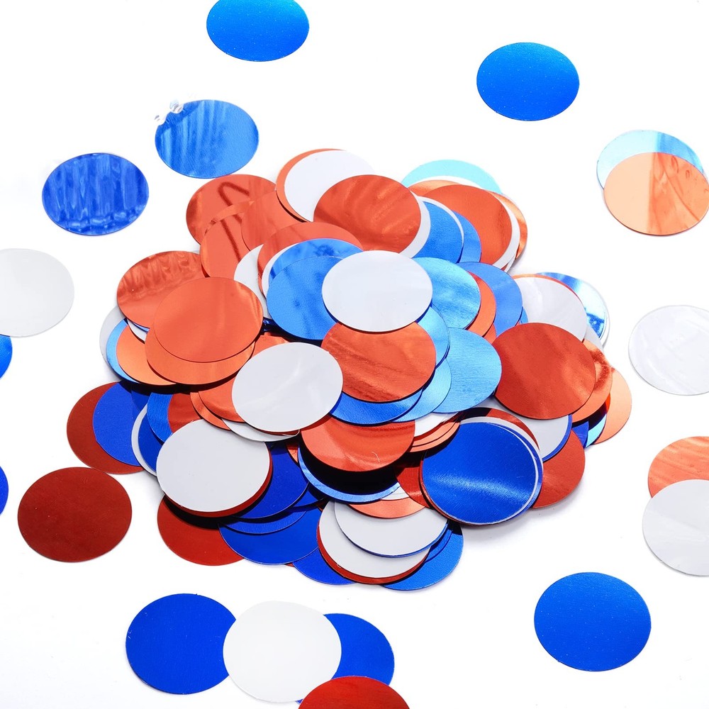 300 PCS Red White Blue Table Confetti Party Decorations Metallic 1.2 Inch