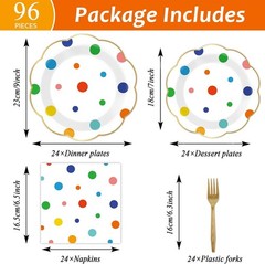 96 Pcs Floral Polka Dot Tableware Set – Perfect for Birthdays and Weddings