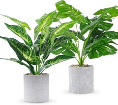 2pcs Fake Plants 16″ Faux Artificial Tropical Indoor for Green