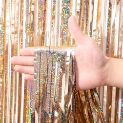 3 Pack 3.3 x 8.2 ft Laser Champagne Foil Fringe Backdrop 23 Laser Champagne