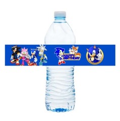 Sonic Birthday Party water bottle Wrapper 30 Stickers