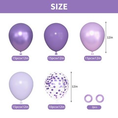 72Pcs Purple Balloons Set, Lavender Latex Balloon with 12inch Pearl Metallic …