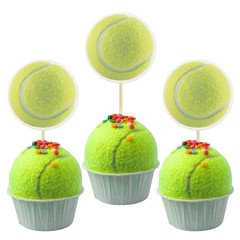 36pcs Tennis Cupcake Toppers Sport Ball Cupcake Picks Tennis Sports Theme Baby S