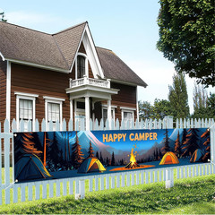 Happy Camper Banner Camping Themed Party Decorations Forest Adventure Photograph