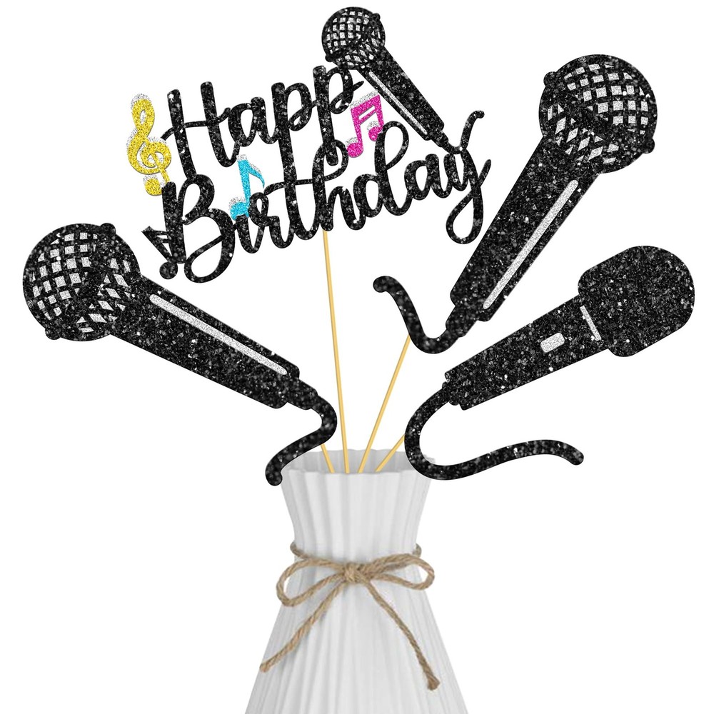16 PCS Microphone Centerpiece Sticks Glitter Party Table Topper Decoration