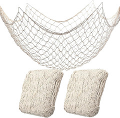 2 Pack Cotton Fish Net Decoration Nautical Wall Decor Under the Sea Pirate Party