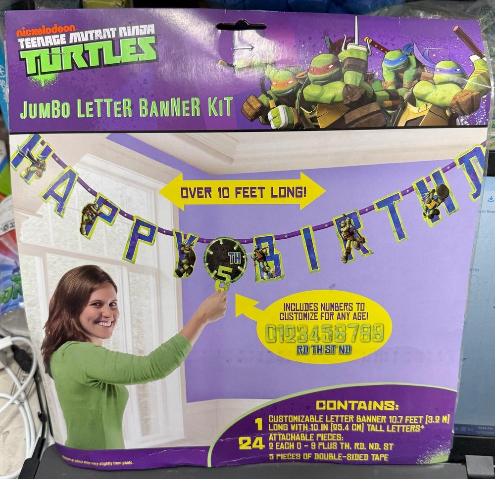 TMNT™ Jumbo «Happy Birthday» Kids Letter Banner, Add-Any-Age