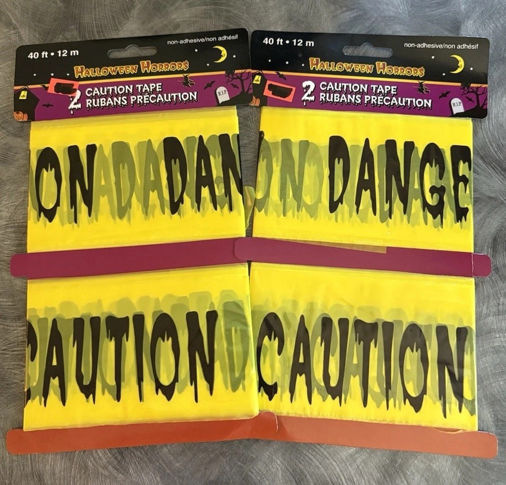 Halloween Party Decorations – 2 Pks – 3 Inch x 40 FT. Caution & Dangerous . NOS