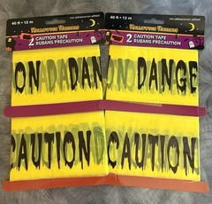 Halloween Party Decorations – 2 Pks – 3 Inch x 40 FT. Caution & Dangerous . NOS