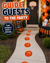 Customize Basketball Party Path Floor Decals Set 5 Sidewalk Birthday Decorations