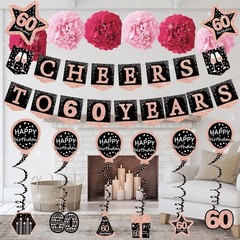 60th birthday decorations for women – (21pack) cheers to 60 years rose gold