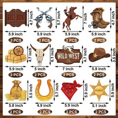26PC Western Party Decorations Cowboy Banners & Hanging Swirls