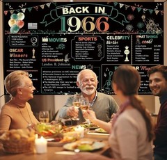 60Th Birthday Party Decorations, Colorful Back in 1966 Banner 60 Year Old Birthd