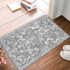Pauwer Vintage Flower 2×3 Rug Distressed 2′ x 3′ (Rectangular), Grey