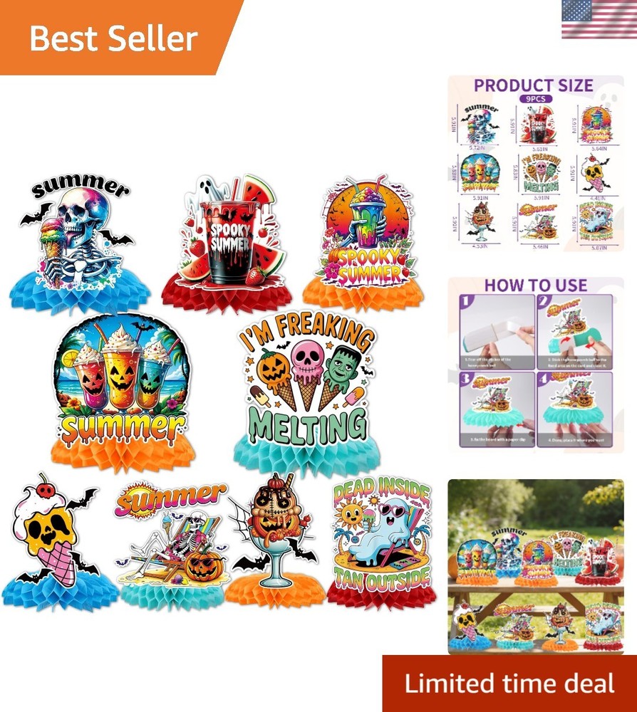 Ghosts and Pumpkins: 9Pcs Summer Halloween Table Centerpieces for Fun Parties