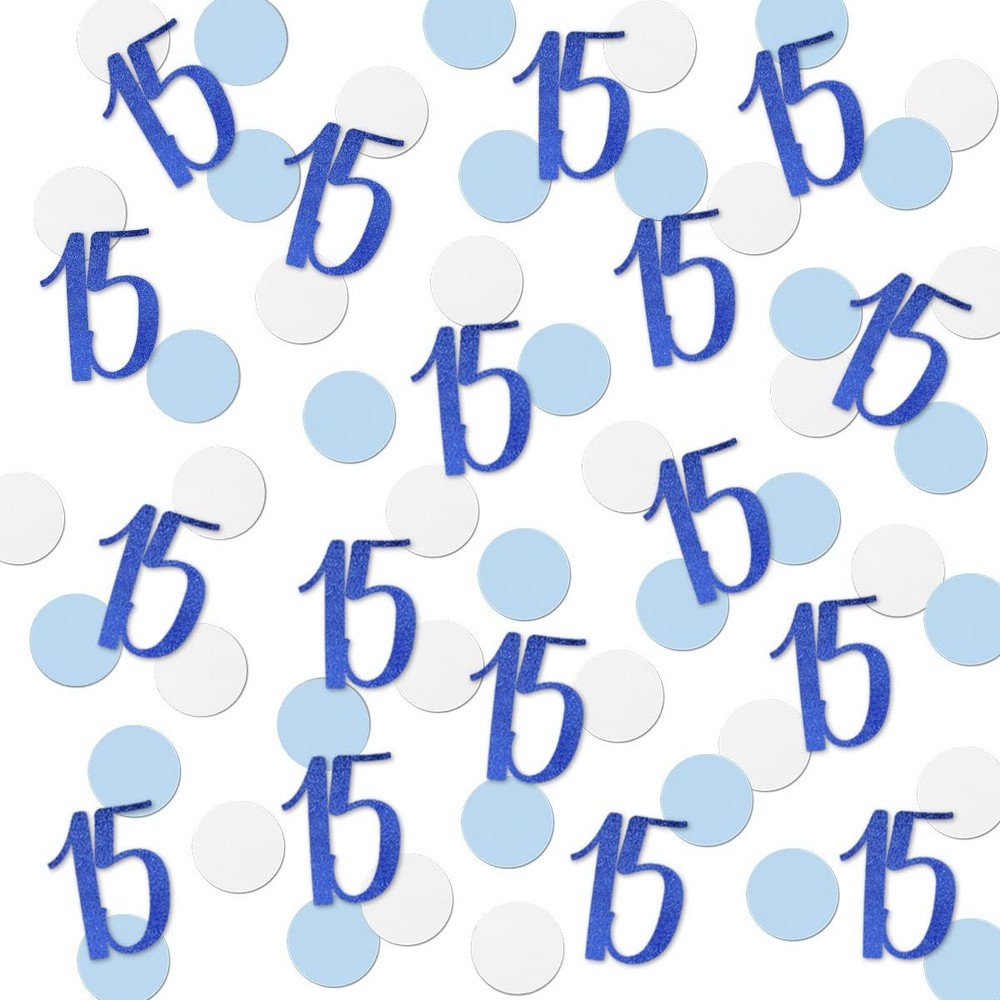 Blue Glitter 15th Birthday Confetti Anniversary Table Decorations 200 PCS
