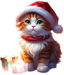 Christmas Cat In A Santa’s Hat Print