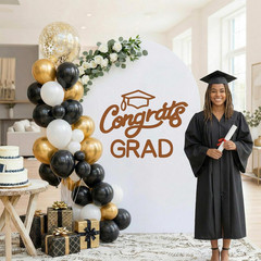 Brown Felt Congrats Grad Sticker Sign for Backdrop Graduation Decor for Party Co