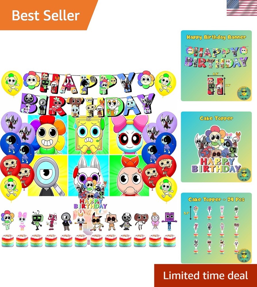 Birthday Party Decorations Supplies Balloons Banner Cake Cupcake Toppers