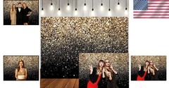 Elegant 7x5ft Black and Gold Glitter Backdrop for New Celebrations