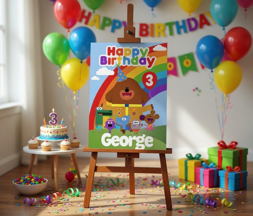 Personalised Printed Duggee Birthday Foam Board Event Welcome Sign A3