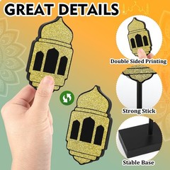 3 Pieces Ramadan Decorations Eid Mubarak Table Decor Wooden Set, Islamic Rama…
