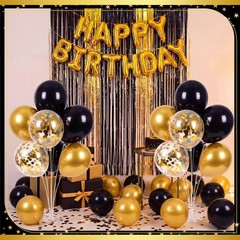 10 Balloon Stand Kits with Black Gold Balloons – Centerpiece Decor for Parties