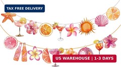 Pink Orange Sunset Party Banner,Tropical Sunset Tequila Garland Decorations | Pi
