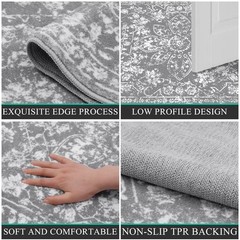 Pauwer Vintage Flower 2×3 Rug Distressed 2′ x 3′ (Rectangular), Grey