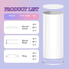 White Cylinder Stands for Party 3Pcs Round Pedestal Stand for Parties, Pillars f